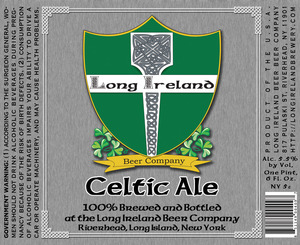 Long Ireland Beer Company Celtic Ale January 2013