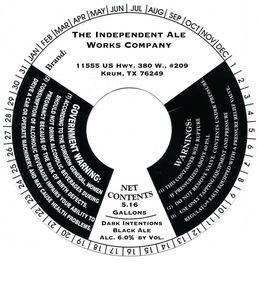 Independent Ale Works Dark Intentions Black Ale February 2013