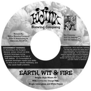 Hijinx Brewing Company Earth, Wit & Fire