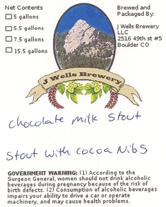 J Wells Brewery Chocolate Milk Stout March 2013