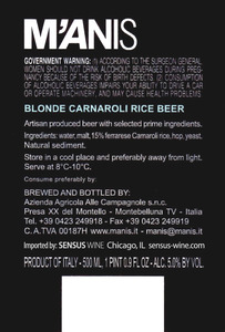 M'anis Blonde Carnaroli Rice Beer March 2013