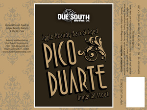 Due South Brewing Co Apple Brandy Barrel Pico Duarte June 2013