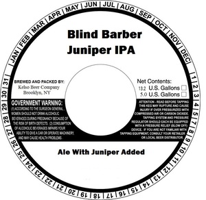 Kelso Beer Company Blind Barber Juniper IPA August 2013