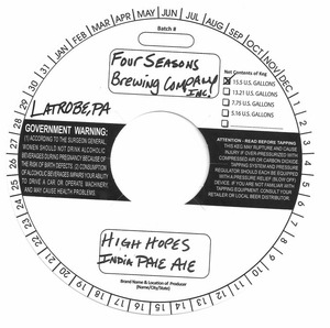 Four Seasons Brewing Company, Inc. High Hopes India Pale Ale August 2013