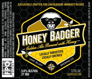Lake Bluff Brewing Company Honey Badger September 2013