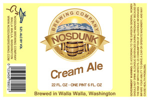 Nosdunk Brewing Company Cream Ale September 2013