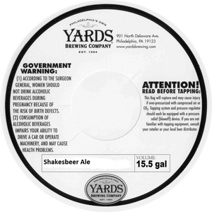 Yards Brewing Company Shakesbeer