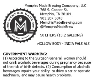 Memphis Made Brewing Company Hollow Body September 2013