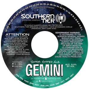 Southern Tier Brewing Company Gemini September 2013