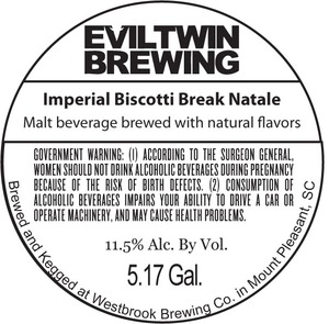 Evil Twin Brewing Imperial Biscotti Break Natale October 2013