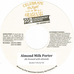 21st Amendment Brewery Almond Milk Porter