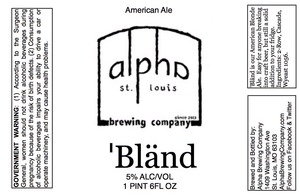 Alpha Brewing Company Bland November 2013