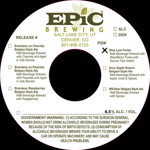 Epic Brewing Blue Law November 2013