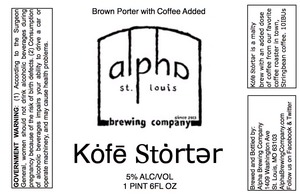 Alpha Brewing Company Kofe Storter December 2013