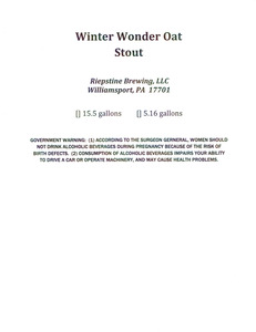 Riepstine Brewing Winter Wonder Oat Stout December 2013