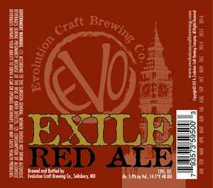 Evolution Craft Brewing Co Exile Red Ale January 2014