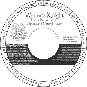 Ridgebrook Brewery, LLC Winter's Knight February 2014
