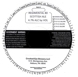 Crooked Eye Brewery LLC Regimental 80 Scottish Ale