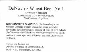 Denovo's Wheat Beer No.1 April 2014