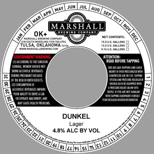 Marshall Brewing Company Dunkel Lager April 2014