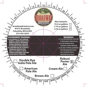 Broadway Brewery Robust Porter Ale May 2014