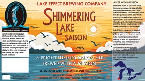 Lake Effect Brewing Company Shimmering Lake Saison June 2014