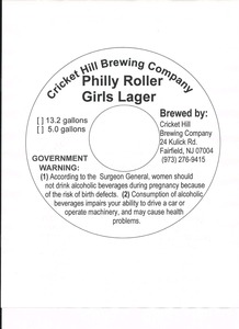 Cricket Hill Brewing Company Philly Roller Girls Lager June 2014