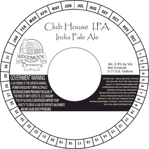 Ridgebrook Brewery, LLC Club House I.p.a. July 2014