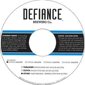 Defiance Brewing Co. Fuzzy Knuckles August 2014