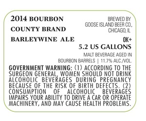 Goose Island Beer Co. Bourbon County Brand Barleywine Ale September 2014