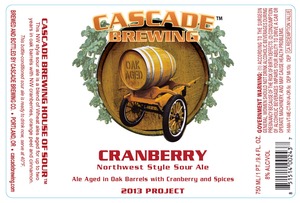 Cascade Brewing Cranberry Northwest Style Sour Ale August 2014