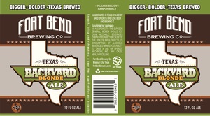 Fort Bend Brewing Company Texas Backyard Blonde