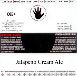 Left Hand Brewing Company Jalapeno Cream Ale