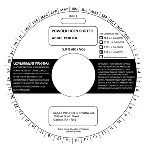 Molly Pitcher Brewing Company Powder Horn Porter September 2014