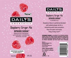Daily's Cocktails Raspberry Ginger Ale Spiked Soda