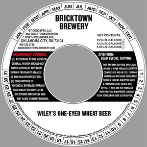 Bricktown Brewery Wiley's One-eyed Wheat Beer October 2014