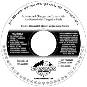 Adirondack Brewery Adirondack Tangerine Dream Ale October 2014
