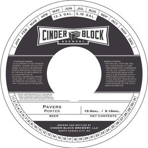 Cinder Block Brewery Pavers Porter November 2014