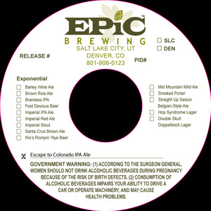 Epic Brewing Escape To Colorado