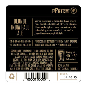 Pfriem Family Brewers Blonde IPA January 2015