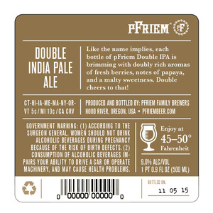 Pfriem Family Brewers Double IPA January 2015
