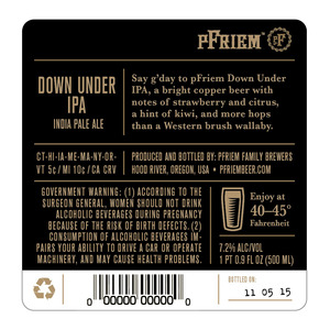 Pfriem Family Brewers Down Under IPA January 2015