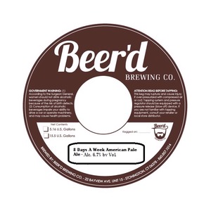 The Beer'd Brewing Co. 8 Days A Week American Pale Ale December 2014