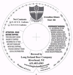 Long Ireland Beer Company Grandma Kisses Sour Ale December 2014