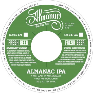 Almanac Beer Co. Almanac IPA January 2015