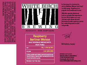 White Birch Brewing Raspberry Berliner Weisse January 2015
