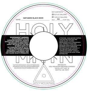 Holy Mountain Wayward Black January 2015