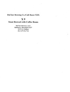 Duclaw Brewing Co./cafe Racer Xxx X9