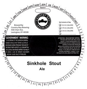 Country Boy Brewing Sinkhole Stout January 2015