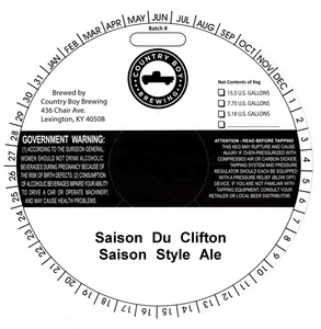 Country Boy Brewing Saison Du Clifton February 2015